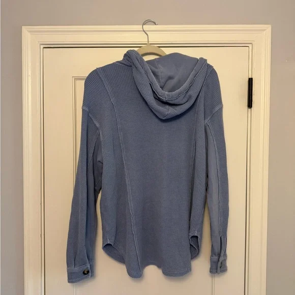 American Eagle Outfitters Light Blue Waffle Hoodie - Picture 3 of 3